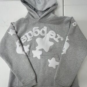 SpiderGray Hoodie with White StarDesign Large size